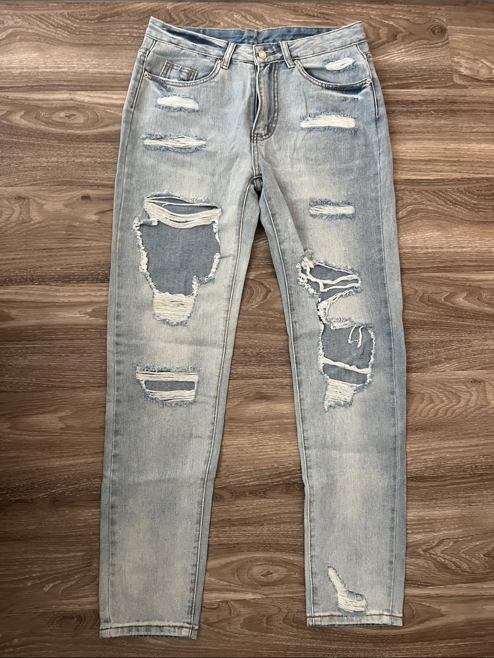 SHEIN Light Blue Ripped Skinny Jeans for Men